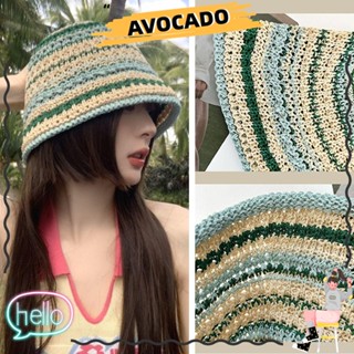 Avocarr หมวกบักเก็ตถักโครเชต์ ระบายอากาศ ป้องกันรังสียูวี ลายทางสีรุ้ง หลากสี สําหรับชาวประมง เดินทาง