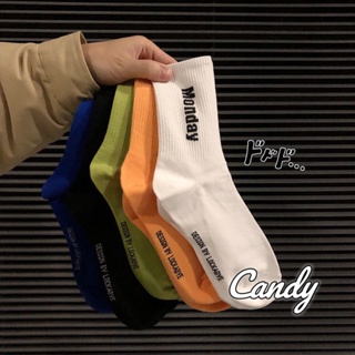 Candy Kids  บาท 1 !1 บาท ถุงเท้า ข้อสั้น สีพื้น  ลาย ผ้านิ่ม 2023NEW Au0339 High quality พิเศษ Korean Style ทันสมัย A96N00J 36Z230909