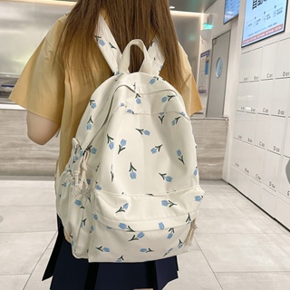 กระเป๋าเป้สะพายหลัง กระเป๋านักเรียน พิมพ์ลายดอกไม้ สไตล์ญี่ปุ่น สําหรับผู้หญิง