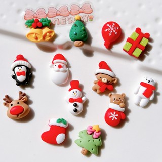 10 ชิ้น ซานตาคลอส กล่องของขวัญ มนุษย์หิมะ หลังแบน เจียรหลังเบี้ย สําหรับกิ๊บติดผม โทรศัพท์ เครื่องประดับ งานฝีมือ อุปกรณ์ตกแต่ง