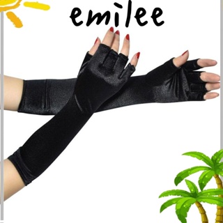 Emilee ถุงมือครึ่งนิ้ว ผ้าซาติน สําหรับเต้นรํา ปาร์ตี้