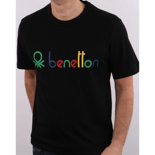 ใหม่ เสื้อยืด พิมพ์ลายโลโก้ Benetton สไตล์คลาสสิก สําหรับผู้ชาย