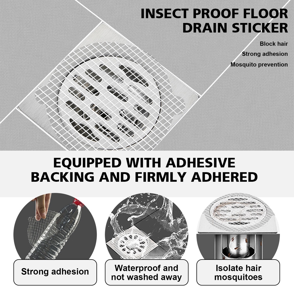 สติกเกอร์กรองท่อระบายน้ํา-ป้องกันแมลง-แบบใช้แล้วทิ้ง-สําหรับห้องครัว-ห้องน้ํา-10-ชิ้น