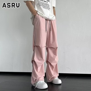 ASRV กางเกงผู้ชายฤดูร้อนบางส่วนแถบสะท้อนแสงแห้งเร็วจับจีบหลวมตรงกางเกงพลร่มสบายๆ