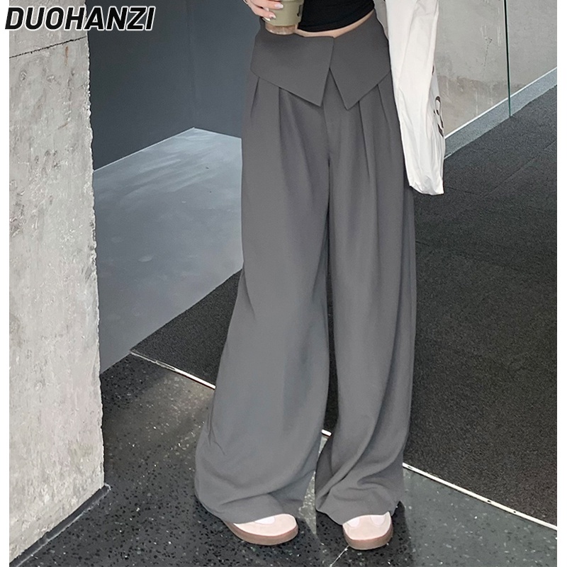 duohanzi-กางเกงขากว้าง-เอวสูง-ทรงตรง-ผ้าเดรป-ลําลอง-สําหรับผู้หญิง