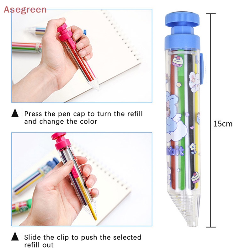 asegreen-ดินสอสี-แบบกด-หมุนได้-พกพาง่าย-หลากสี-8-สี-สําหรับเด็กนักเรียน