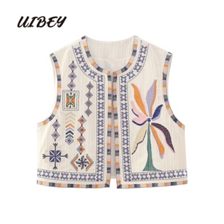 Uibey เสื้อกั๊ก คอกลม แขนกุด ปักลาย 5659