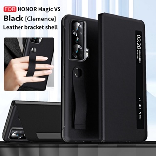 เคสโทรศัพท์มือถือหนัง แบบพับได้ พร้อมสายคล้องมือ สําหรับ Honor Magic Vs 5G