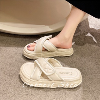 Cattail  รองเท้าแตะหญิง รองเท้าแตะ รองเท้า รองเท้าหัวโต เพิ่มความสูง Beautiful ทันสมัย Korean Style สวย B20H0SF 36Z230909