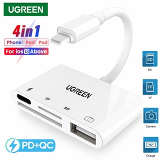 Ugreen 4 In 1 อะแดปเตอร์การ์ดรีดเดอร์ SD TF OTG 8Pin เป็น SD TF UBS PD สําหรับกล้อง iphone