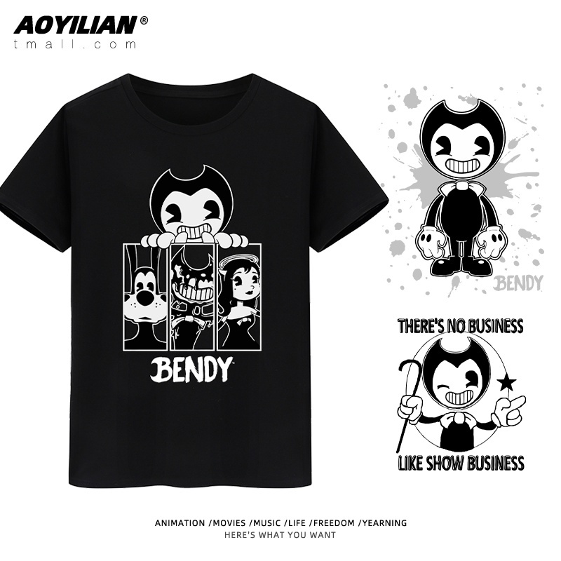 Bandy and the ink machine แขนสั้น bendy เกมอุปกรณ์ต่อพ่วงพิมพ์เสื้อยืด ...