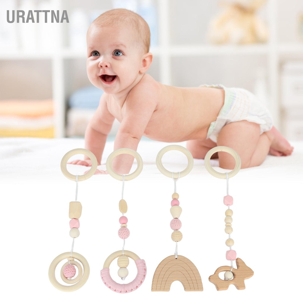 urattna-4pcs-stroller-pendant-toys-baby-play-gym-wooden-hanging-for-toddlers-infants