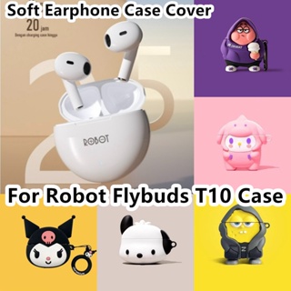 【คุณภาพสูง】เคสหูฟัง แบบนิ่ม ลายการ์ตูนหมีคุกกี้ สําหรับ Robot Flybuds T10 Flybuds T10