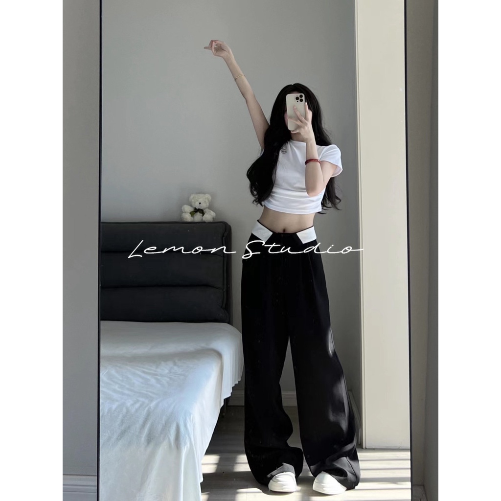 lemon-studio-กางเกง-กางเกงเอวสูงขากระบอก-เกาหลี-ใส่สบาย-ทรงกระบอก-กางเกงขายาวผู้หญิงเอวสูง-tjl008