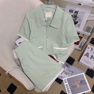 Min bean green skirt womens new summer suit jacket lace A-shaped short skirt fashion one-piece suit