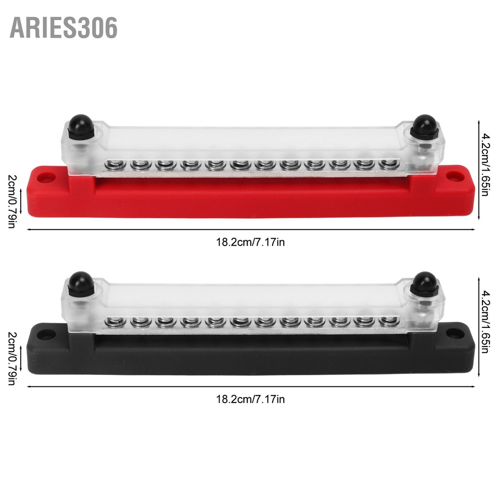 aries306-48v-150a-12-terminal-bus-bar-power-distribution-block-พร้อมฝาปิด-m6-กระดุม-m4-สกรูสำหรับรถยนต์-rv-marine-boat