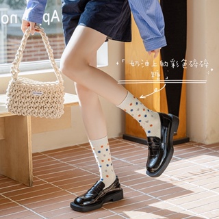 สินค้าใหม่ ถุงเท้าข้อกลาง ลายจุด 3D สไตล์เกาหลี แฟชั่นฤดูใบไม้ผลิ ฤดูร้อน สําหรับผู้หญิง