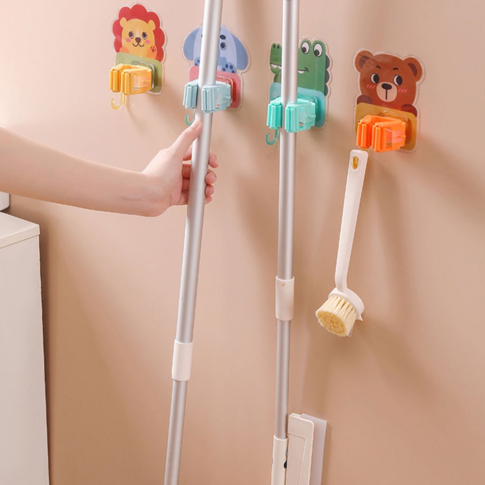 การ์ตูนรูปร่างnonperforated-mop-rack-multifunctional-hook-upสำหรับห้องน้ำระเบียงstrong-loadbearingความจุกันน้ำcynthia