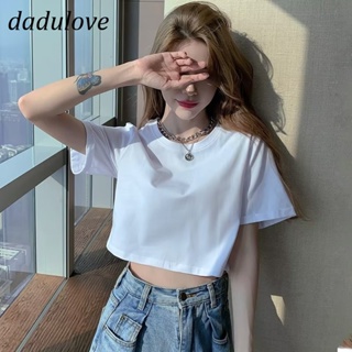 DaDulove💕 New Korean Version of Ins Thin Section Solid Color Short-sleeved Niche Short T-shirt Large Size Top