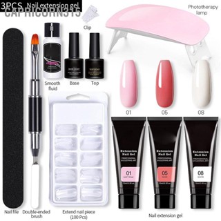 Capricorn315 ชุดกาวต่อเล็บ 11 ชิ้น DIY 15ml 3 สีตะไบเล็บชุดเครื่องมือแปรงสำหรับร้านทำที่บ้าน