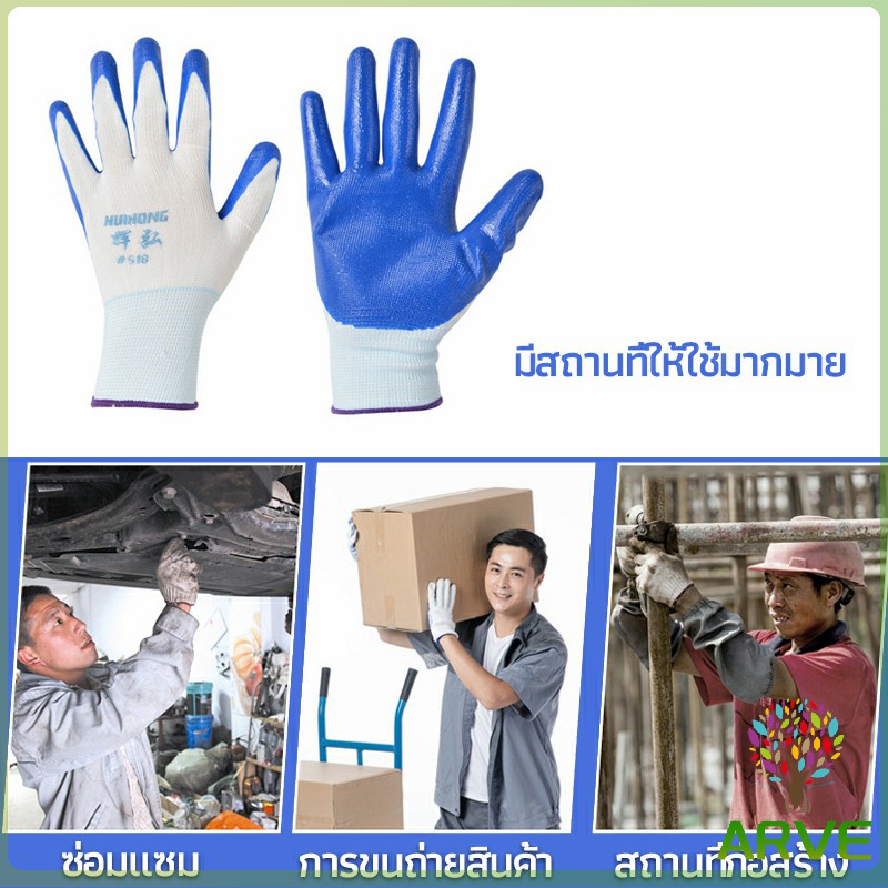 arve-ถุงมือเคลือบยาง-ทนสารเคมี-น้ำมัน-กัดกร่อน-หนึบ-กระชับ-ทนเสียดสี-กันบาด