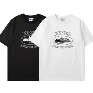 C/// ปีศาจเกาะปีศาจ corteiz เสื้อยืดคอกลมหลวม สั้นสั้นแบบเจนวายลายดอกไม้สําหรับฤดูร้อน