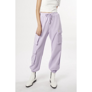 ESP กางเกงคาร์โก้แต่งเชือกผูกเอว ผู้หญิง สีม่วง | Drawstring Waist Cargo Pants | 6013