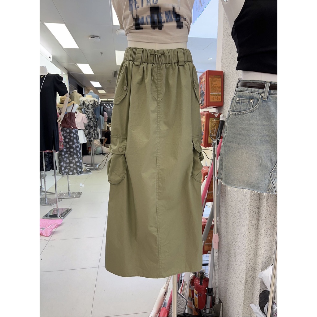 2023-summer-dress-new-style-cool-bf-style-high-waist-shows-thin-solid-color-work-dress-half-skirt-leisure-medium-length-skirt-woman