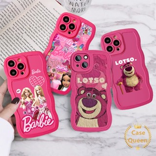 เคสโทรศัพท์มือถือ ขอบหยัก ลายการ์ตูนหมีสตรอเบอร์รี่น่ารัก สีแดงกุหลาบ สําหรับ Redmi Note 11 10S 8 9 11s 10 Redmi A1 9C 10 9 10C 9A 9T 9C NFC 12C 10A