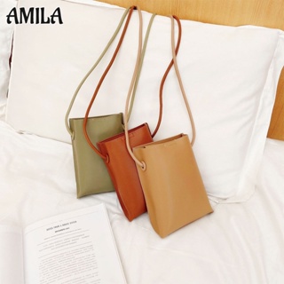 AMILA ใหม่ กระเป๋าใส่มือถือแนวเกาหลี กระเป๋าแฟชั่นใบเล็กเรียบง่าย อินเทรนญี่ปุ่น พื้นผิวขั้นสูง สบาย ๆ และเรียบง่าย