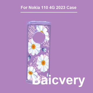 เคสโทรศัพท์มือถือ ซิลิโคนนิ่ม TPU ใส ลายดอกไม้ สําหรับ Nokia 110 4G 2023