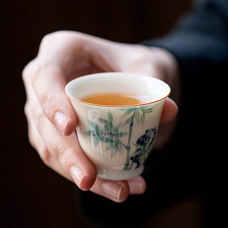 uayun-ชุดถ้วยชาเซรามิค-พอร์ซเลน-สีขาว-แฮนด์เมด-สําหรับครัวเรือน