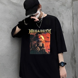 เสื้อยืดคุณภาพดี   เสื้อวง MEGADETH FIGHTER PILOT รับประกันแท้ 100% นำเข้าจาก USAS-5XL เสื้อยืดพิมพ์คุณภาพสูง