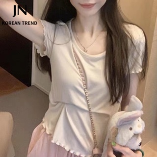 JN Studio   เสื้อยืด ครอป เสื้อยืดผู้หญิง สไตล์เกาหลี  พิเศษ Beautiful สไตล์เกาหลี ทันสมัย A29J1K9 36Z230909