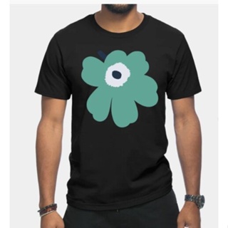 【HOT】The New 100% Cotton Round neck Men Short Sleeve T-Shirt Marimekko Unikko（flower） Dark Design Slogans_01100%cotton