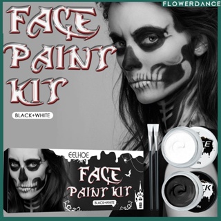 Eelhoe Face Paint Set Halloween Black And White Body Paint Body Paint Vampire Zombie Skeleton Face Makeup Paint ดอกไม้