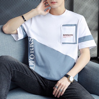 Spot high quality] Korean T-shirt boys short-sleeved Tee men summer loose thin Korean version 2023 new T-shirt T-shirt casual half-sleeved mens wear