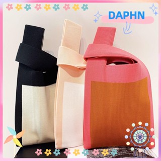 Daphs กระเป๋าถือ ผ้าถัก แฮนด์เมด ความจุเยอะ พร้อมสายโซ่คล้องข้อมือ แฟชั่นสําหรับผู้หญิง