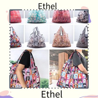 Ethel1 กระเป๋าช้อปปิ้ง ผ้าแคนวาส กันน้ํา แบบพกพา พับได้ เป็นมิตรกับสิ่งแวดล้อม ใช้ซ้ําได้