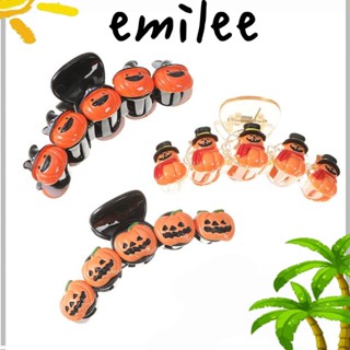 Emilee กิ๊บติดผมหางม้า พลาสติก ลายฟักทอง ฮาโลวีน 4 นิ้ว สําหรับผู้หญิง