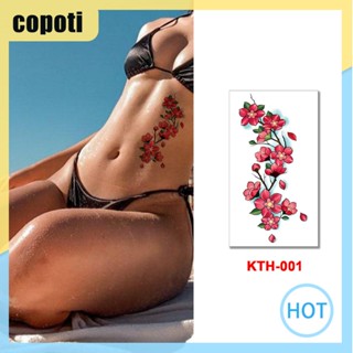 Copoti สติกเกอร์รอยสักชั่วคราว ลายดอกไม้ สีดํา กันน้ํา แบบใช้แล้วทิ้ง สําหรับบ้าน 6 ชิ้น