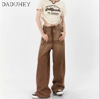 DaDuHey🎈 American Style Fashion Womens New Hip Hop Ins High Street Wide Leg Loose Casual Mop Pants