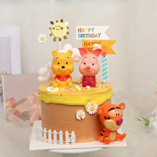 ตุ๊กตาการ์ตูนดิสนีย์ หมีพูห์ สําหรับตกแต่งเค้กวันเกิดเด็กผู้ชาย และเด็กผู้หญิง