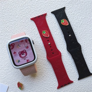 สายนาฬิกาข้อมือ ซิลิโคนนิ่ม ลายการ์ตูนน่ารัก 3D สําหรับ apple watch 49 มม.41 มม. 45 มม. 40 มม. 44 มม.42มม.38 มม.
