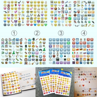 4 Sheets Lovely 48 Die Cut Emoji Smile Face Sticker Laptop Décor Clearance sale