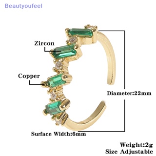 [Beautyoufeel] แหวนแต่งงาน ประดับเพทาย สีเขียวอ่อน ปรับได้ สําหรับผู้หญิง