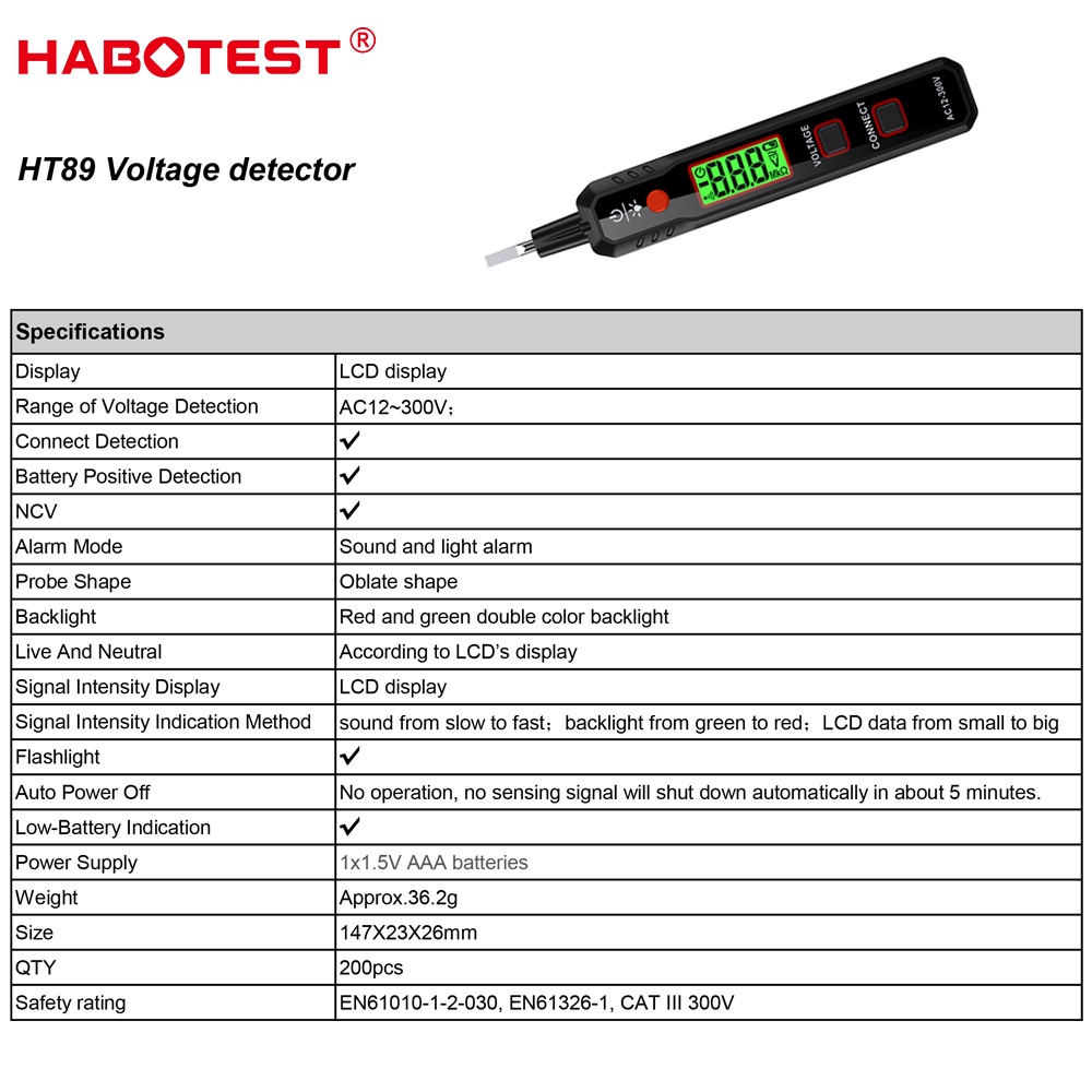 habotest-ht89-เครื่องทดสอบแรงดันไฟฟ้า-เครื่องทดสอบแรงดันไฟฟ้า-แบบไม่สัมผัส-โวลต์มิเตอร์-ปากกาทดสอบวงจรไฟฟ้า-12-300v