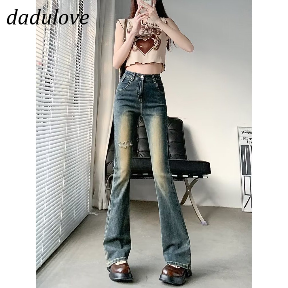 dadulove-new-korean-version-of-retro-washed-ripped-jeans-high-waist-flared-pants-large-size-trousers