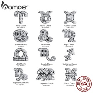 Bamoer ลูกปัดเงิน 925 รูปกลุ่มดาว สิบสองกลุ่มดาว เครื่องประดับแฟชั่น สําหรับสร้อยข้อมือ DIY