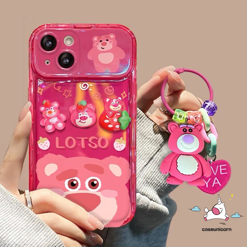 เคสโทรศัพท์มือถือแบบนิ่ม-tpu-ลายการ์ตูนหมีสตรอเบอร์รี่น่ารัก-3d-พร้อมกระจกแต่งหน้า-สําหรับ-vivo-y11-y20-y17-y15-y12i-y11s-y91c-y20s-g-y20i-y12s-y1s-y12-y12a-y20a-y20g-y30g